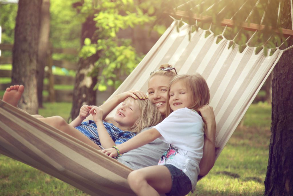 Family in hammock